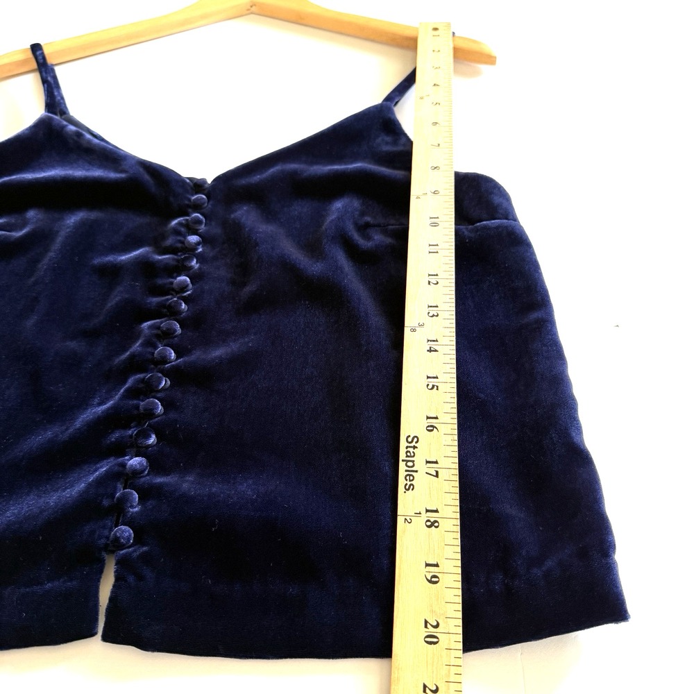 Madewell Womens Navy Blue Velvet Dark Fairy Button-Front Cami Tank Top Size 2 - Picture 7 of 9